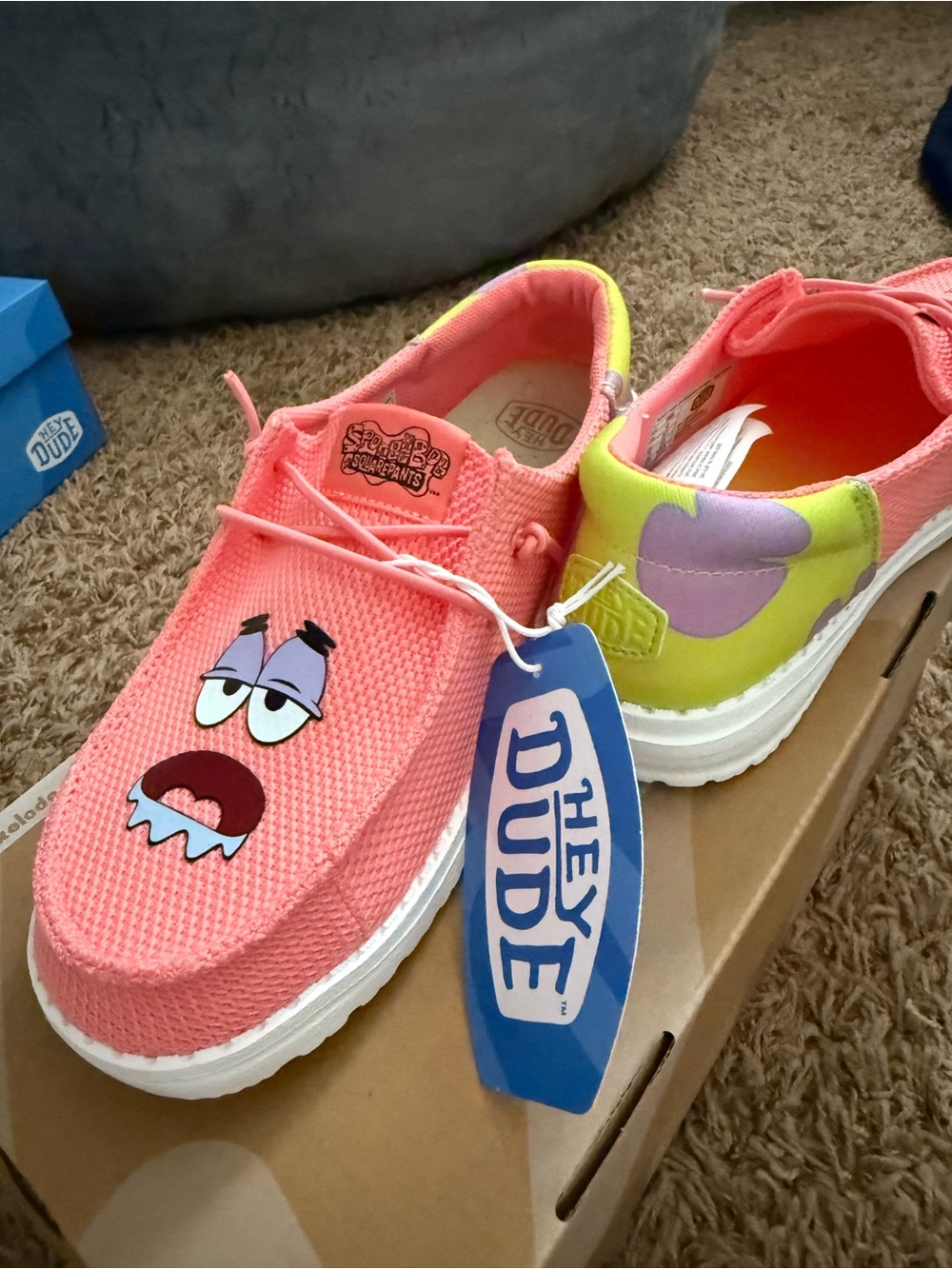 Hey Dude Womens Pink & Lime Patrick Star Slip-On Shoes